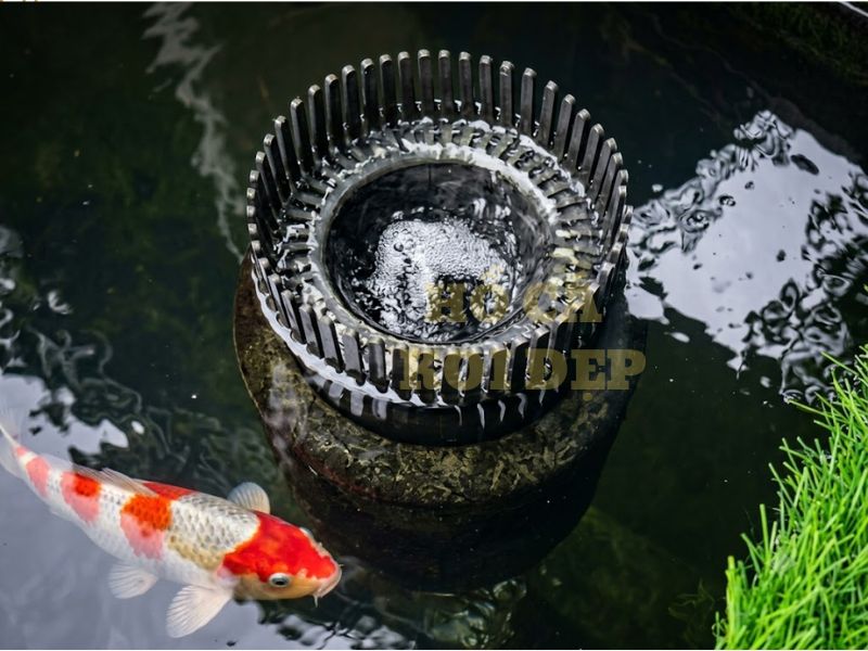 Hút Mặt Hồ Koi Pond Master D200; 18cm; 48mm 4 Cần bố trí hút mặt hồ cá koi tại vị trí có dòng chảy ổn định