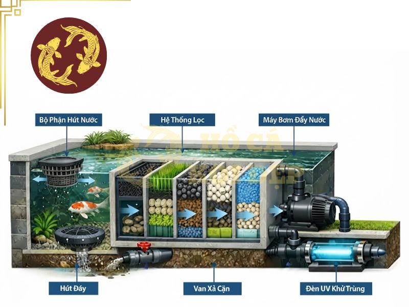 Lọc sinh học hồ Koi: Cách nuôi vi sinh đúng quy trình 3 Cần tập trung xây dựng hệ thống lọc với vật liệu phù hợp