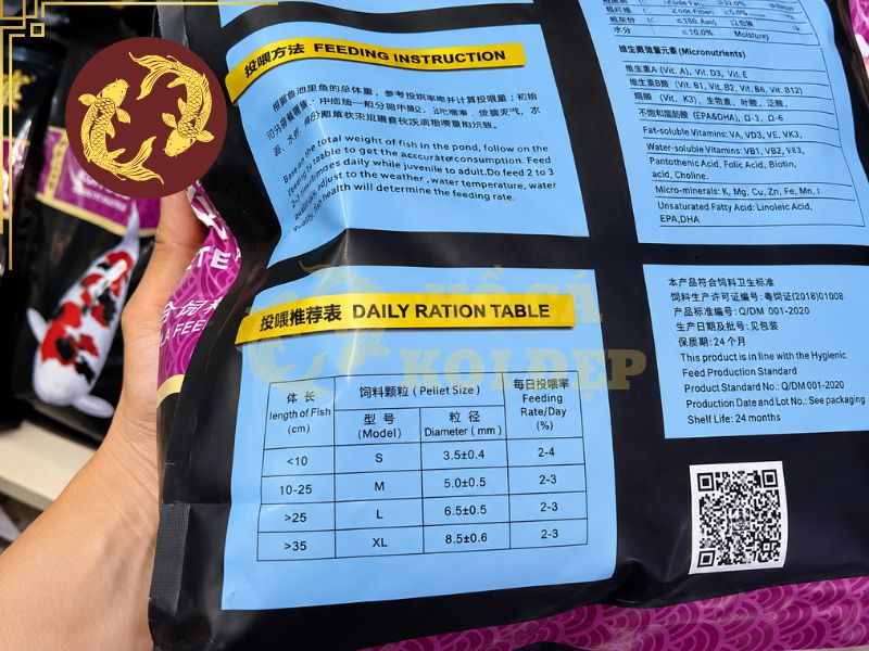 Thức Ăn Cho Cá Koi: Cách Chọn Đúng Để Cá Khỏe, Lớn Nhanh, Lên Màu Đẹp 3 Bảng thành phần dinh dưỡng