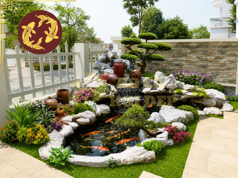 Hồ cá koi mini là gì? Hướng dẫn thiết kế và chăm sóc đúng cách 3 Tạo điểm nhấn ấn tượng cho sân vườn