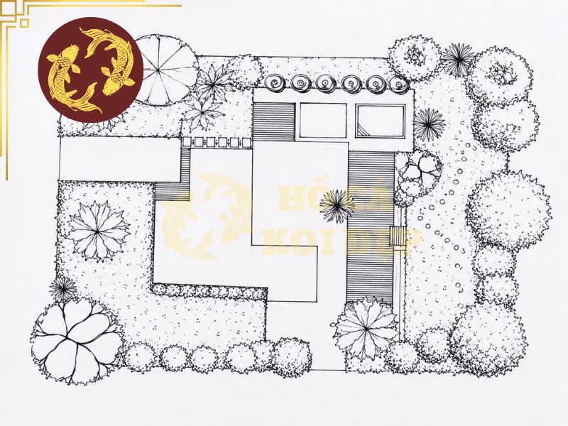Thiết kế hồ cá koi: Nguyên tắc, tiêu chuẩn và những điều cần biết 5 Một bản vẽ chi tiết còn giúp tối ưu diện tích sử dụng, đảm bảo các hạng mục kỹ thuật được bố trí hợp lý