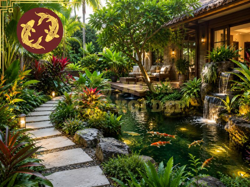 Thiết kế hồ cá koi: Nguyên tắc, tiêu chuẩn và những điều cần biết 8 Việc bố trí cũng cần cân đối để thuận tiện cho quá trình bảo dưỡng về sau