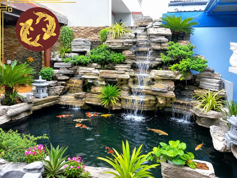 Thác nước hồ cá koi có cần thiết không? Lợi ích và kinh nghiệm thi công 3 Dòng nước lưu thông liên tục từ thác nước hồ cá koi giúp giảm hiện tượng phân tầng nhiệt