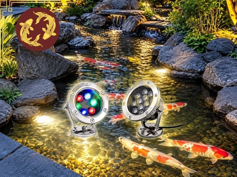 Thiết Kế Hệ Thống Điện Cho Hồ Cá Koi: Các Thiết Bị Và Lưu Ý An Toàn 2 Đèn được lắp trong hoặc sát khu vực có nước, cần lựa chọn thiết bị được thiết kế phù hợp với môi trường sử dụng và tuân thủ yêu cầu lắp đặt