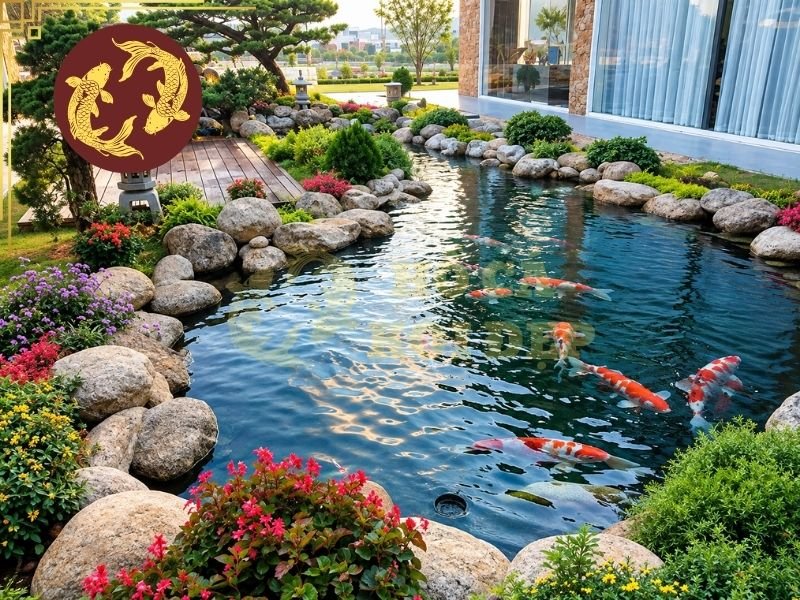Khám Phá Hồ Cá Koi Hiện Đại Và Những Phong Cách Thiết Kế Nổi Bật 4 Hồ cần được thiết kế phù hợp để không trở nên lọt thỏm trong sân vườn rộng hay quá chiếm diện tích vườn