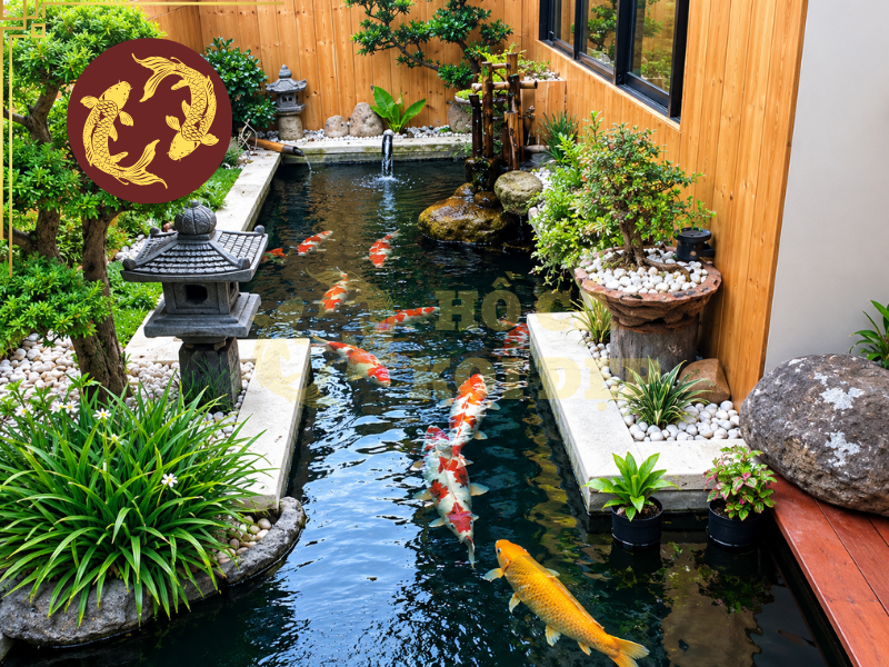 Thiết Kế Hồ Cá Koi Kết Hợp Tiểu Cảnh Cho Nhà Phố Và Sân Vườn 1 Điểm nổi bật của hồ cá koi kết hợp tiểu cảnh nằm ở khả năng tạo nên một không gian có sự liên kết giữa nước, cây xanh và kiến trúc.