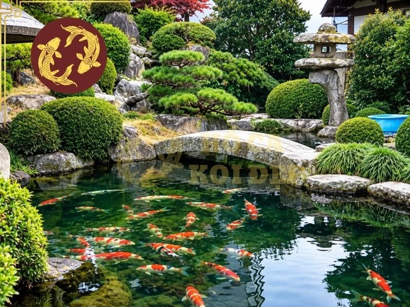 Khám Phá Hồ Cá Koi Kiểu Nhật Và Nghệ Thuật Thiết Kế Sân Vườn 1 Hồ thường không quá cầu kỳ về hình dáng mà ưu tiên những đường cong mềm mại, tạo cảm giác như một phần của cảnh quan vốn có.