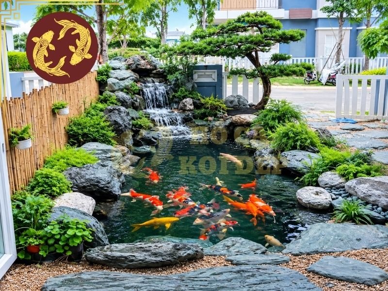 Kinh Nghiệm Lát Đá Hồ Cá Koi Đẹp, Bền Và Hạn Chế Rêu Bám 4 Có thể kết hợp các viên đá có kích thước khác nhau, tạo những đoạn lớn nhỏ xen kẽ theo hình dáng của hồ.