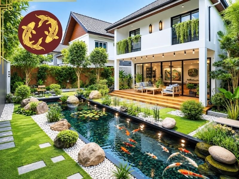 Top Mẫu Hồ Cá Koi Đẹp 2026 Được Ưa Chuộng Nhất 3 Hồ thường sử dụng các đường thẳng, hình học đơn giản và hạn chế tiểu cảnh rườm rà.