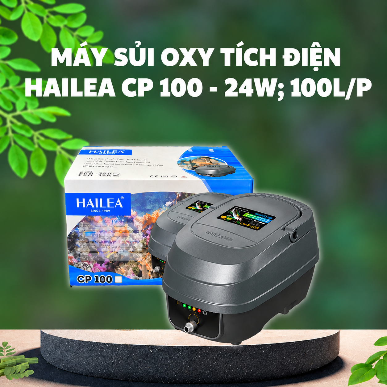 Máy Sủi Oxy Tích điện Hailea CP 100 - 24W; 100L/P 1 Máy sủi oxy tích điện Hailea CP 100
