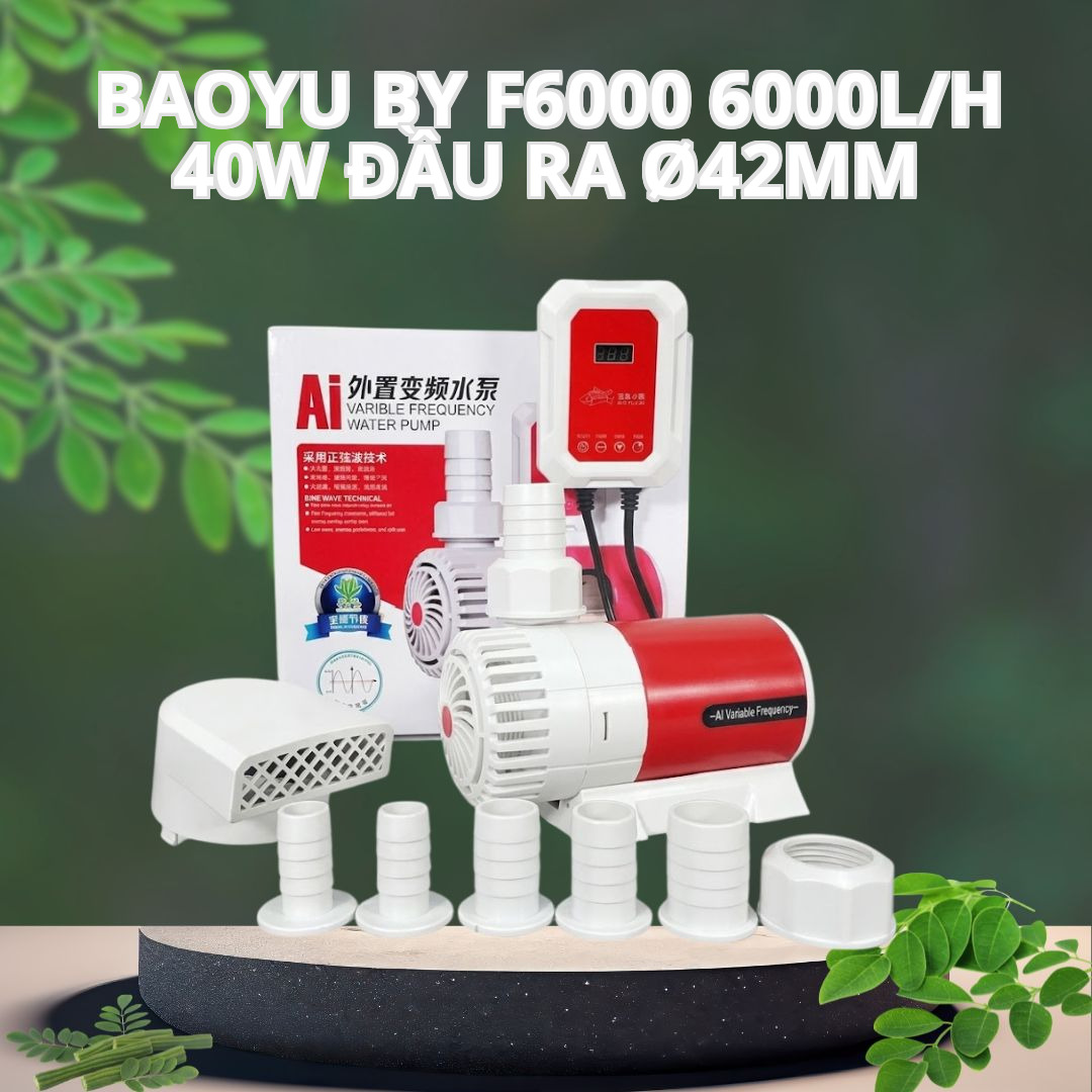 Máy Bơm Baoyu BY-F6000 – 6000L/h, Công Suất 40W, Đầu Ra Ø42mm