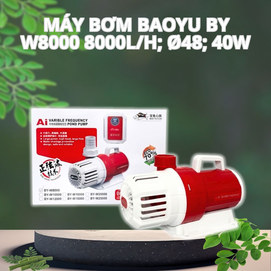 Máy Bơm Hồ Koi Baoyu BY-W8000 – 8000L/h; Ø48; 40W