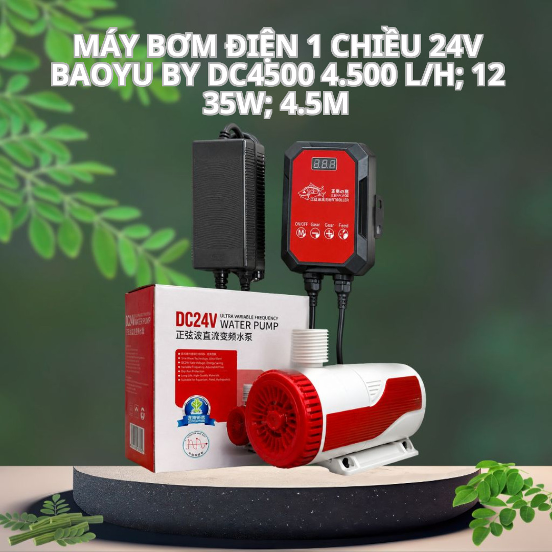 Máy Bơm Điện 1 Chiều 24V Baoyu BY-DC4500 – 4.500 L/h; 12–35W; 4.5m