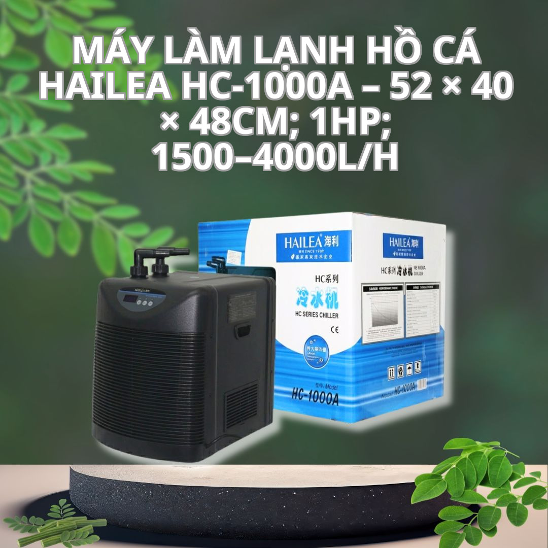 Máy Làm Lạnh Hồ Cá Hailea HC-1000A – 52 × 40 × 48cm; 1HP; 1500–4000L/h
