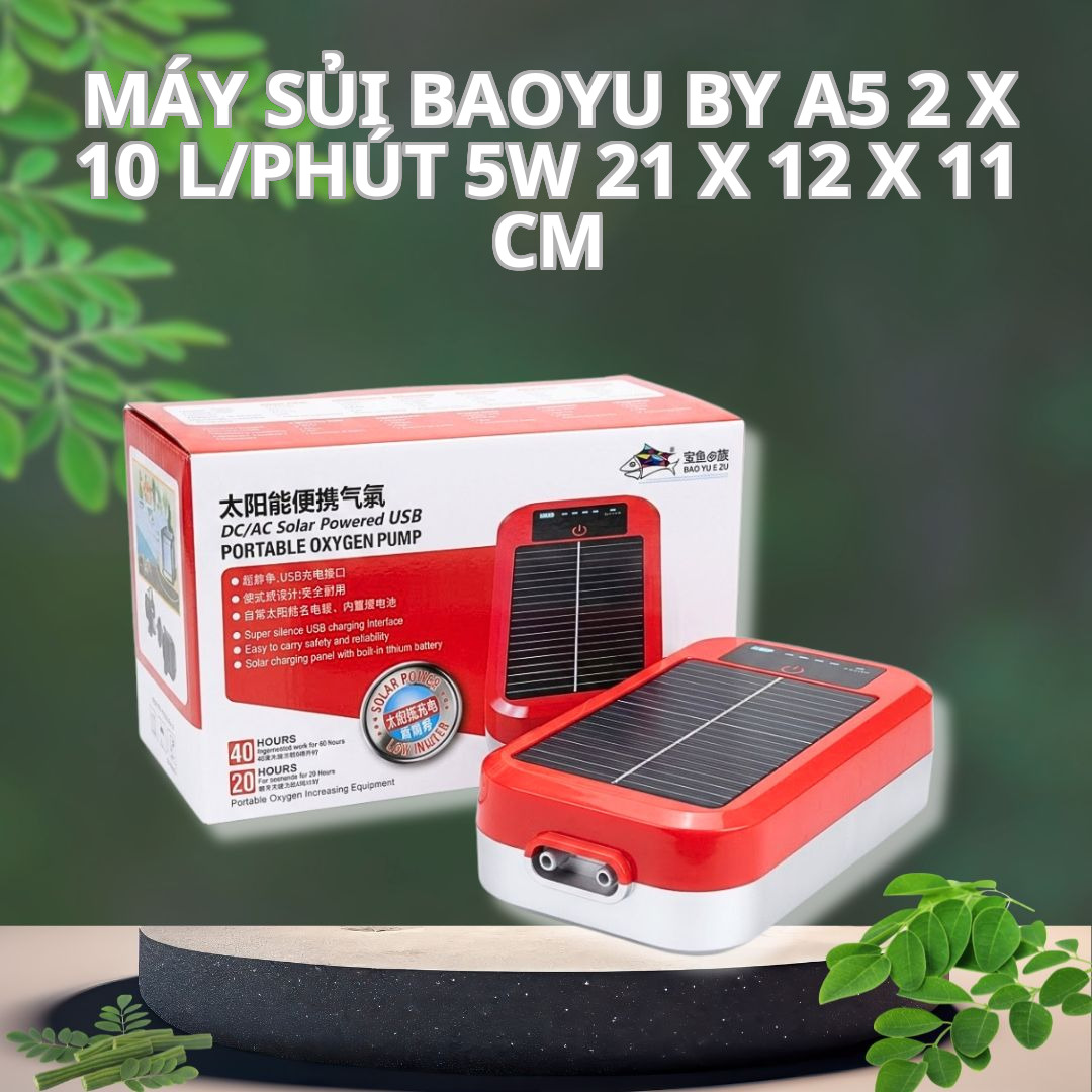 Máy Sủi Tích Điện Baoyu BY-A5 – 2 x 10 L/phút, 5W, 21 x 12 x 11 cm