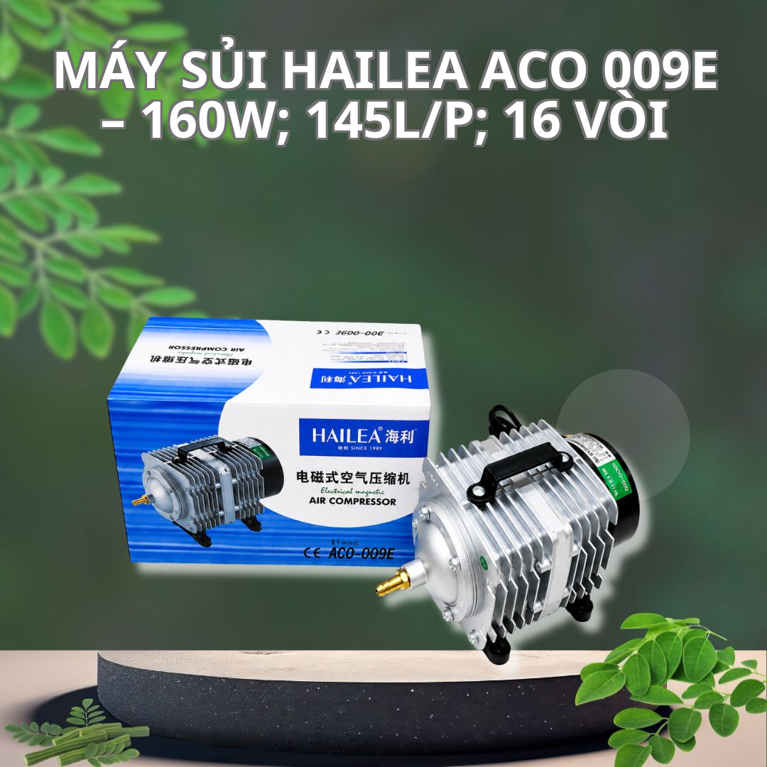 Máy Sủi Oxy Hailea ACO-009E - 160W; 145L/P; 16 Vòi 1 Máy Sủi Oxy Hailea ACO-009E – 160W; 145L/P; 16 Vòi