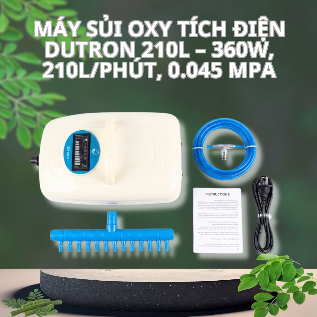 Máy Sủi Oxy Tích Điện Dutron 210L – 360W, 210L/phút, 0.045 MPa