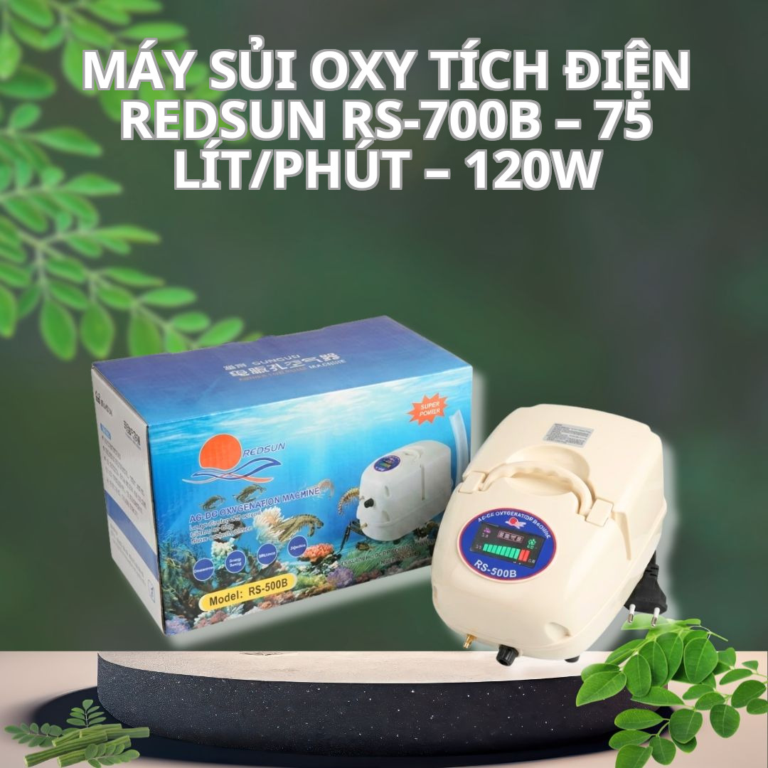 Máy Sủi Oxy Tích Điện Redsun RS-700B – 75 Lít/Phút – 120W