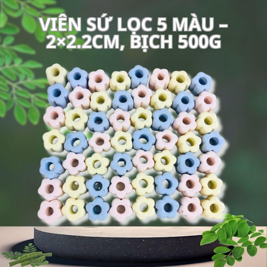 Viên Sứ Lọc 5 Màu – 2×2.2cm, Bịch 500g